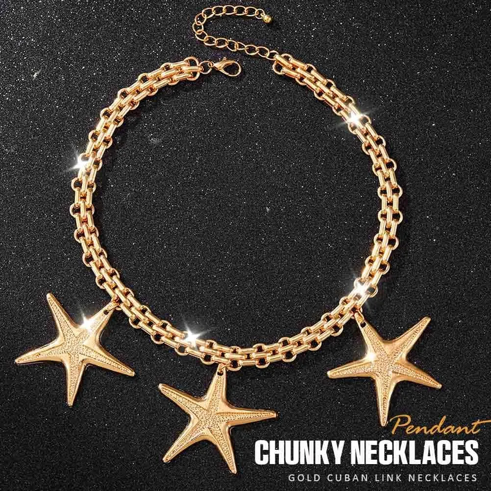CLOACE Star Necklace Pendant Chunky Necklaces Cuban Chain Jewelry for Women