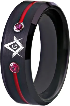 CLOUD DANCER Masonic Compass Square Free Mason Tungsten Ring - CLASSIC 8mm Black Men's Tungsten Carbide Ring for Wedding -Free Personalize it
