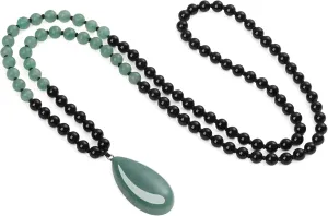 COAI Teardrop Pendant Necklace 108 Mala Stone Beaded Necklace, Prayer Beads Necklace for Women