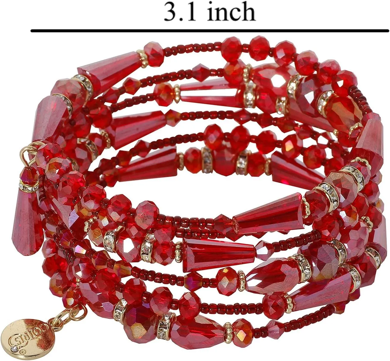 Coiris Boho Multilayer Beaded Bracelets for Women Bohemian Stretch Layered Bead Bracelets Charm Bangle Handmade Jewelry