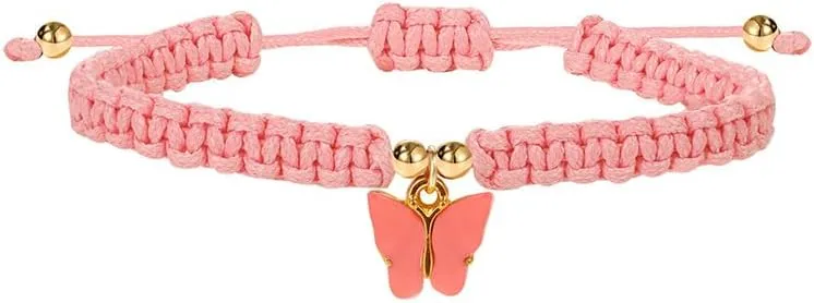 COLORFUL BLING Butterfly Charm Bracelets Adjustable Hand Woven String Bracelets BFF Gift for Women