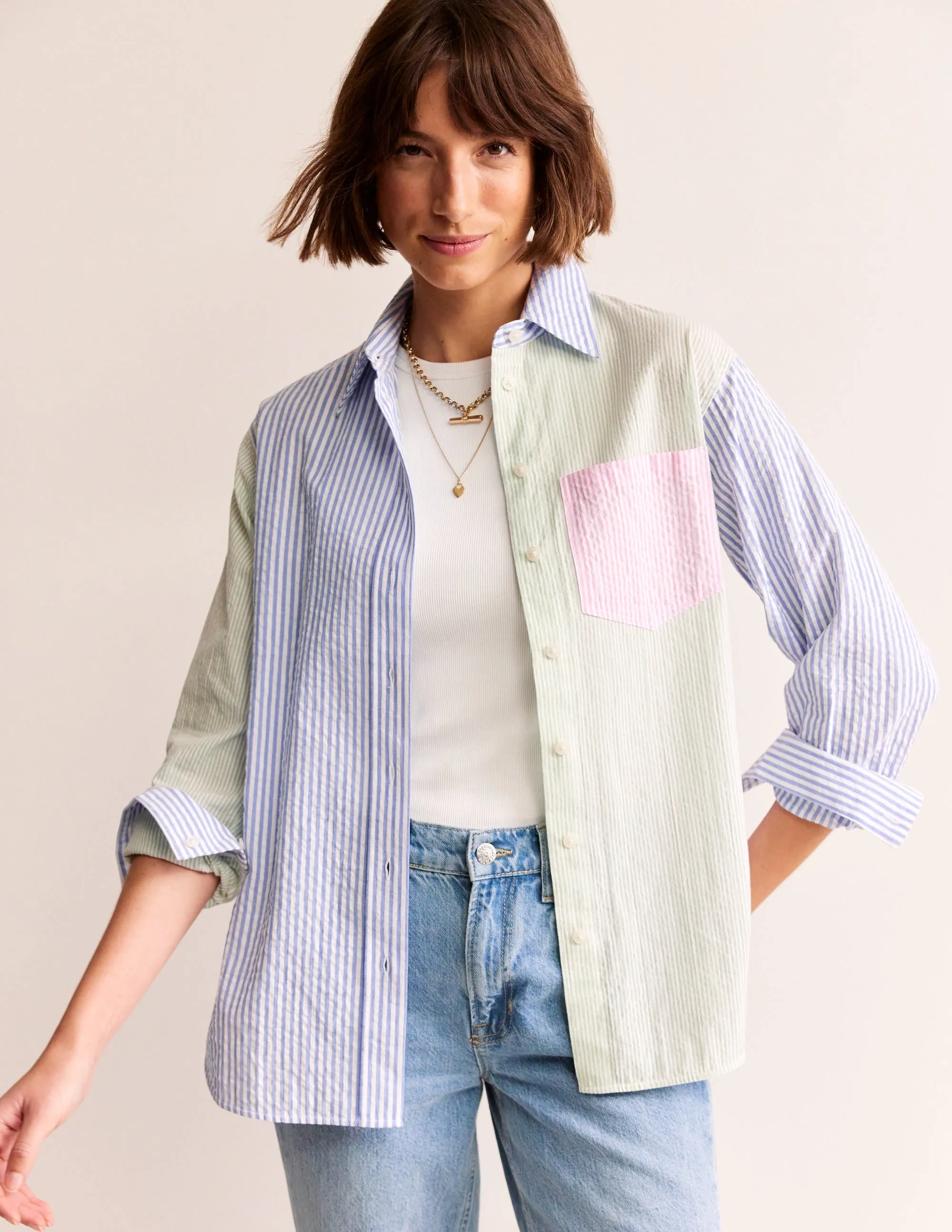 Connie Seersucker Shirt-Hotch Multi