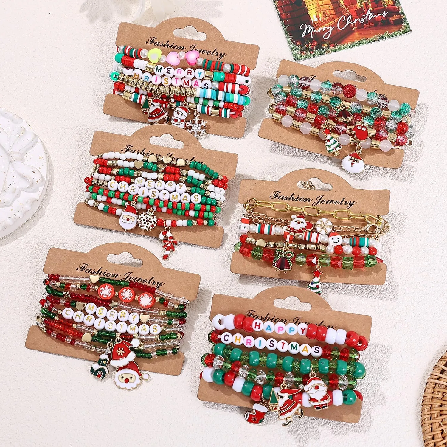 Cooluckday 36 Pcs Holiday Bracelets for Women Teen Girls Gifts Easter Mother's Day Christmas St. Patrick's Day Mardi Gras Bracelets Stackable Stretch Friendship Bracelets Set