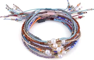 CQUAN CHI 10 PCS Pearl Beaded Bracelets Women Adjustable Strand Bracelet Handmade Friendship Bracelets