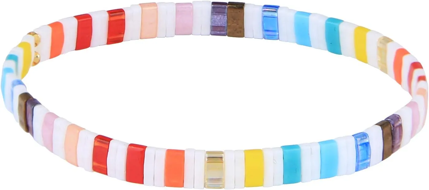 CQUAN CHI Delicate Tila Bracelet Stretch Beaded Bracelets Handmade Friendship Beads Bracelets for Women Jewelry