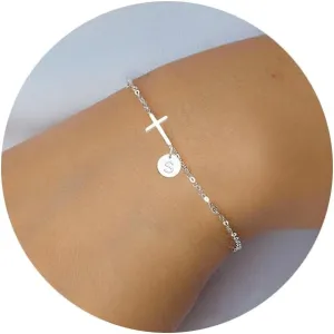 Cross Bracelet for Women, Easter Basket Stuffers for Teens Gold Initial Bracelets for Teen Christian Gifts for Women Dainty Religious Baptism Religious Confirmation Communion Faith Jewelry
