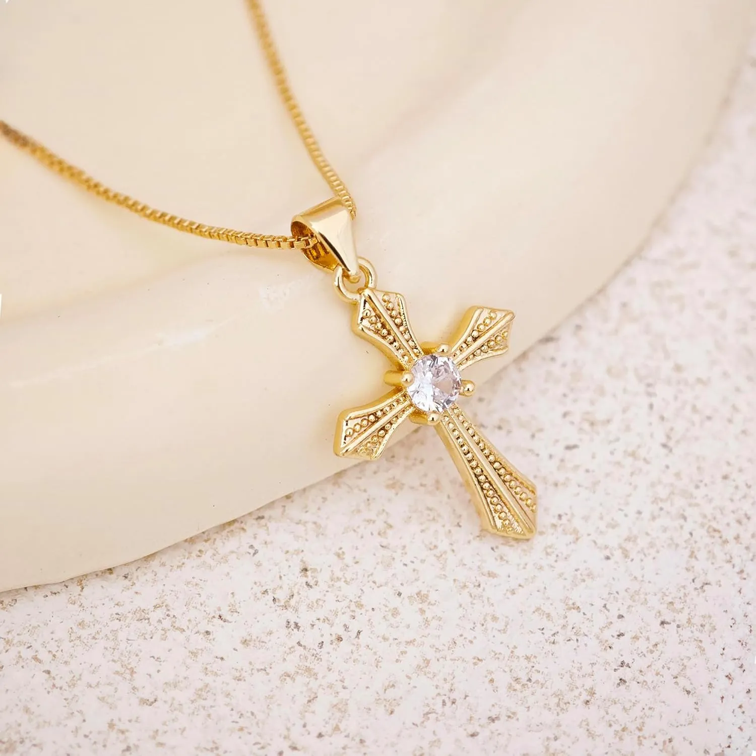 Cross Necklace for Women, 14k Gold Cross Necklaces for Women Trendy Dainty Gold Necklace Pearl Diamond Cross Pendant Necklaces Religious Christian Baptism Faith Jewelry for Woman
