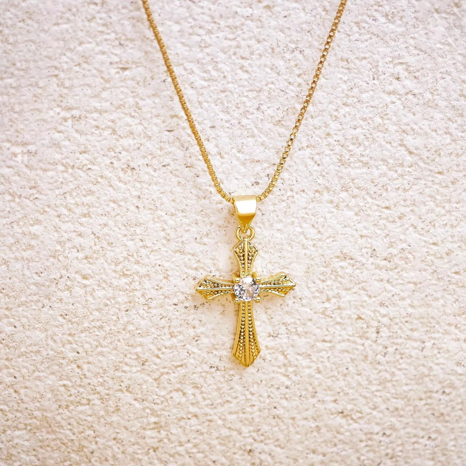 Cross Necklace for Women, 14k Gold Cross Necklaces for Women Trendy Dainty Gold Necklace Pearl Diamond Cross Pendant Necklaces Religious Christian Baptism Faith Jewelry for Woman