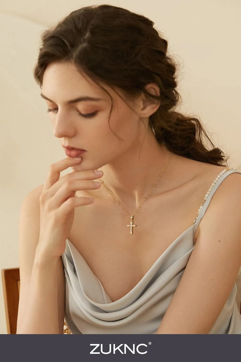 Cross Necklace for Women, 18K Gold Plated Cubic Zirconia Pendant Necklaces - Dainty Religious Jewelry - ValentinesDay Gifts for Her, Stocking Stuffers, Anniversary, Birthday Gifts for Women