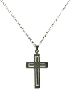 Cross Pendant Necklace, Stainless Steel, Glow in Dark, Luminescent, 2 PCS