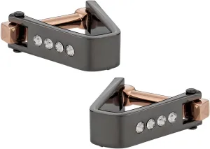 Crystal Cufflinks Gunmetal with Travel Presentation Gift Box