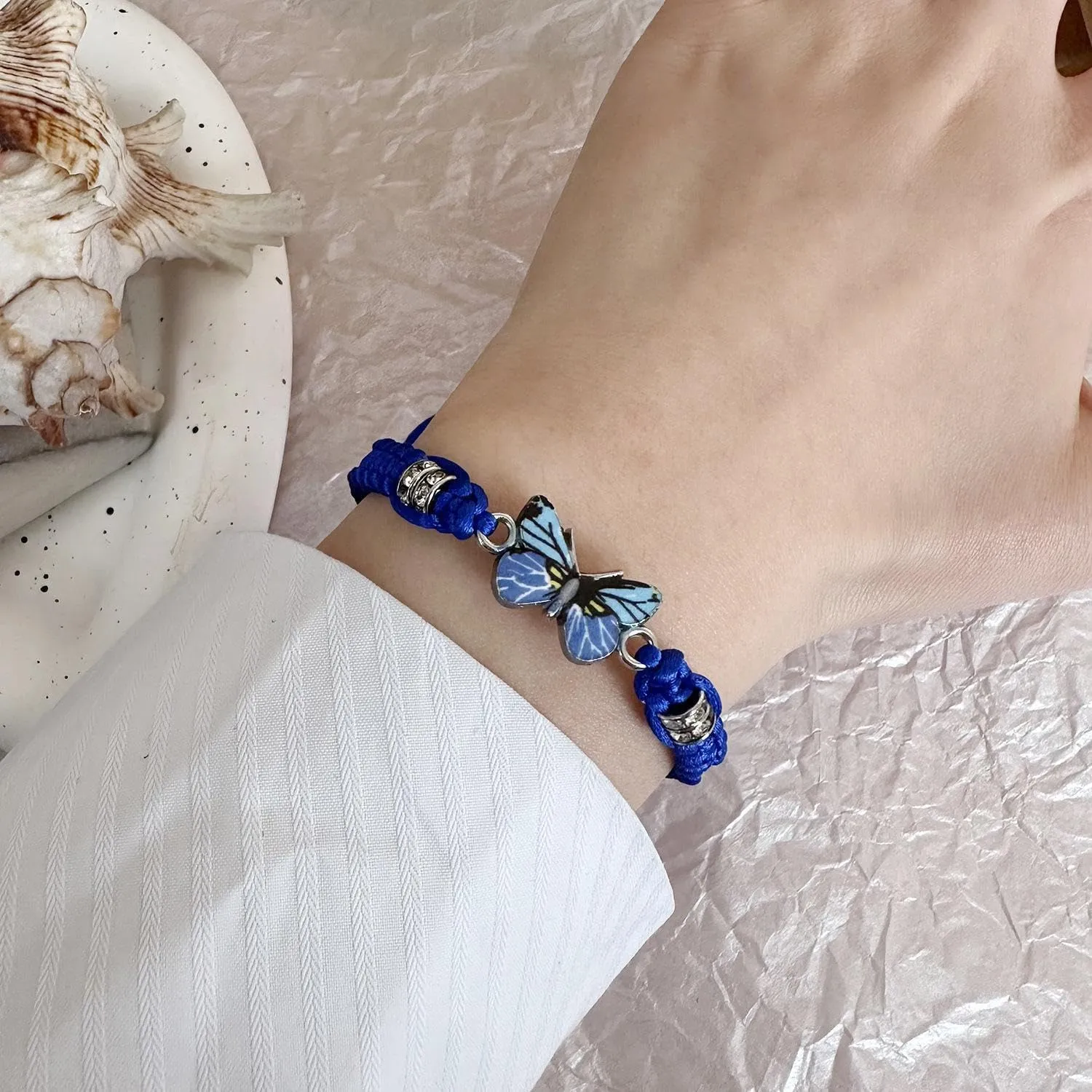 CSIYANJRY99 Blue Bracelets for Women Adjustable Woven Rope Lucky Friendship Bracelets for Mens Amulet Gifts