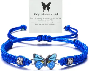 CSIYANJRY99 Blue Bracelets for Women Adjustable Woven Rope Lucky Friendship Bracelets for Mens Amulet Gifts
