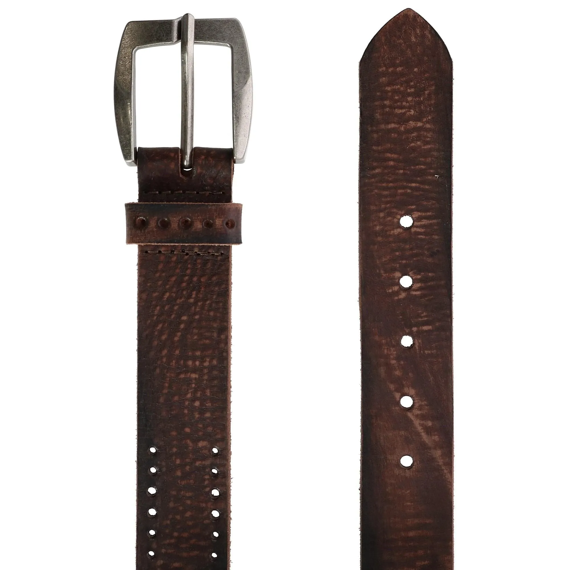 CTM® Men's Distressed Leather Bridle Belt with Perforations