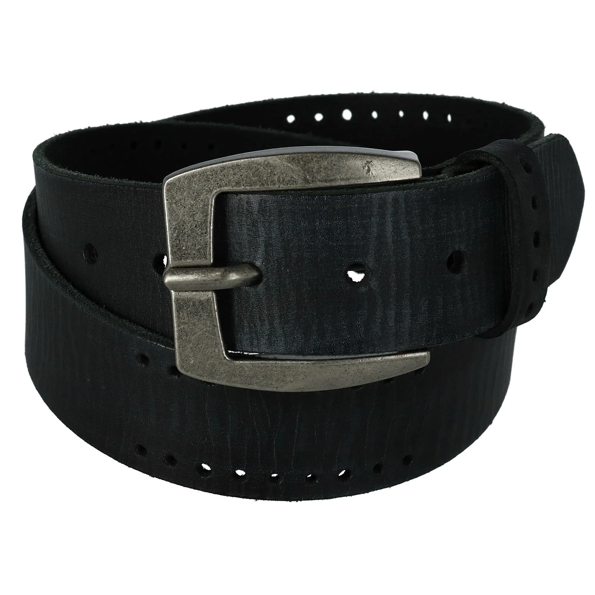 CTM® Men's Distressed Leather Bridle Belt with Perforations