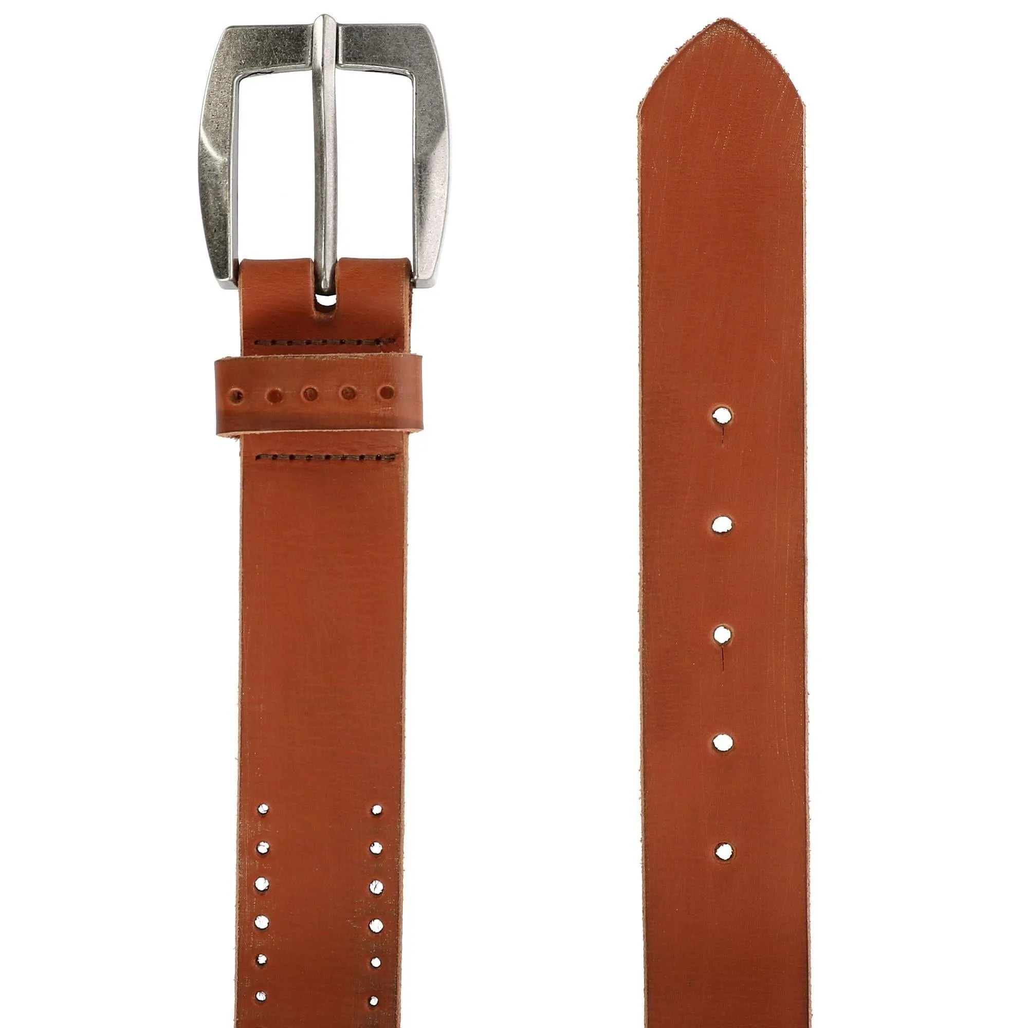 CTM® Men's Distressed Leather Bridle Belt with Perforations
