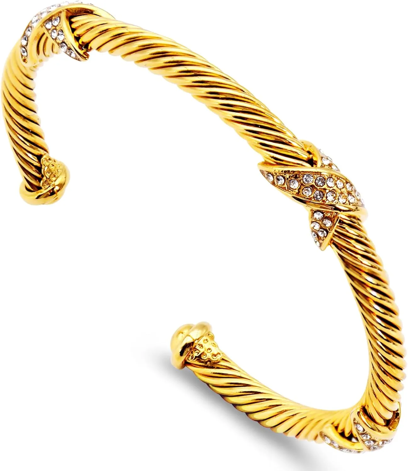 Cuff Bracelets for Women 4.5mm Thin Twisted Cable Wire Bangle - Adjustable Stainless Steel Bangle Bracelet Designer Inspired Jewelry