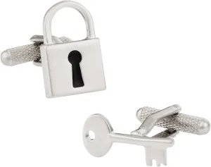 Cuff-Daddy Lock and Key Satin Silver Cufflinks with Presentation Box