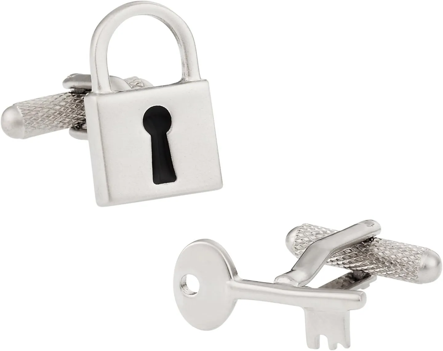 Cuff-Daddy Lock and Key Satin Silver Cufflinks with Presentation Box