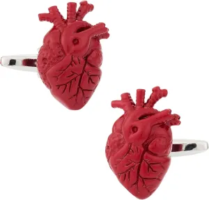 Cuff-Daddy Red Heart Anatomy Doctor Surgeon Cufflinks with Presentation Gift Box | Medical Anatomical Cuff Links Doctor Jewelry