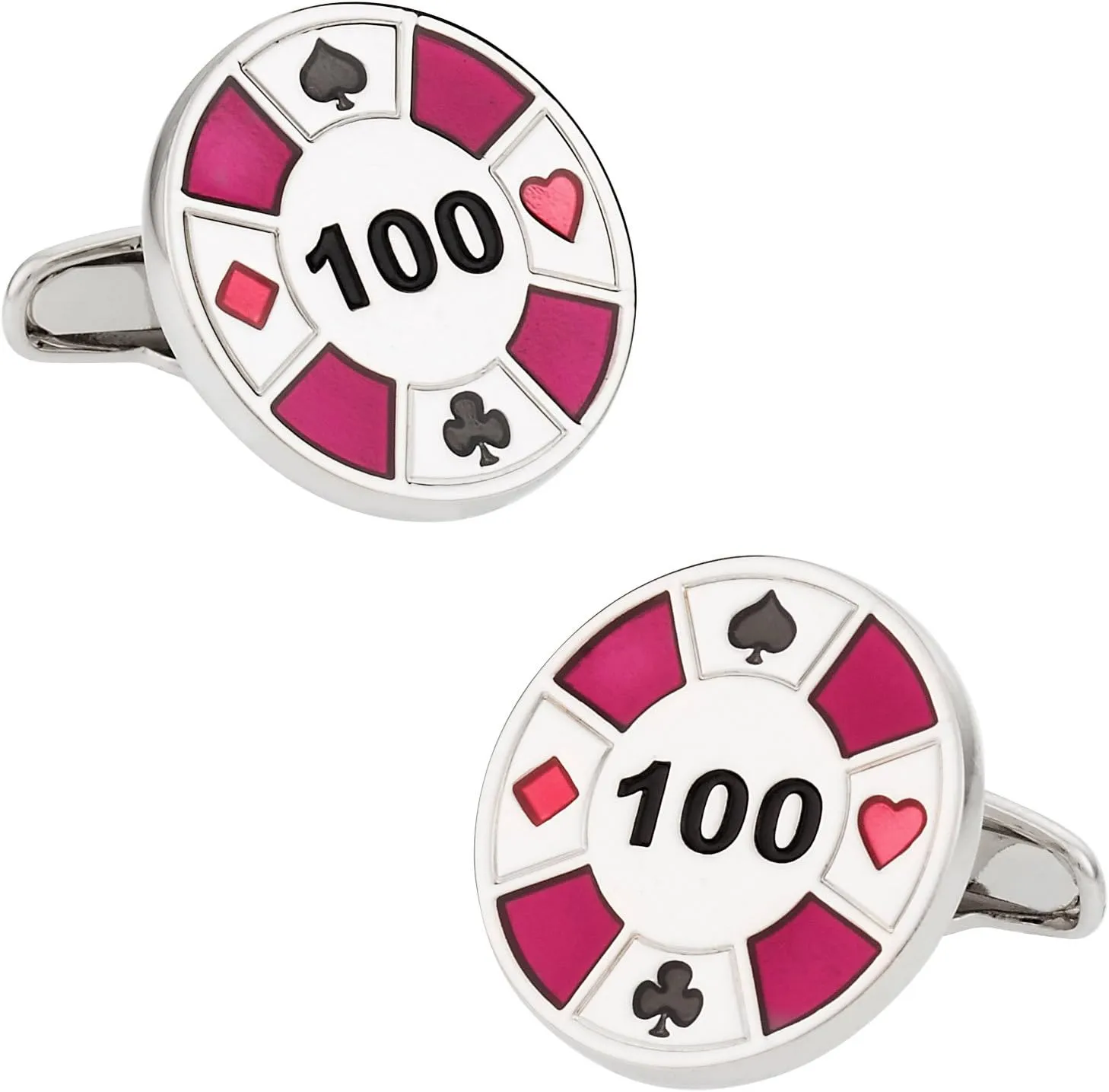 Cuff-Daddy Red Poker Chip Texas Hold 'Em Poker Lucky Gambling Cufflinks with Presentation Gift Box Perfect for Gambler Special Occasions