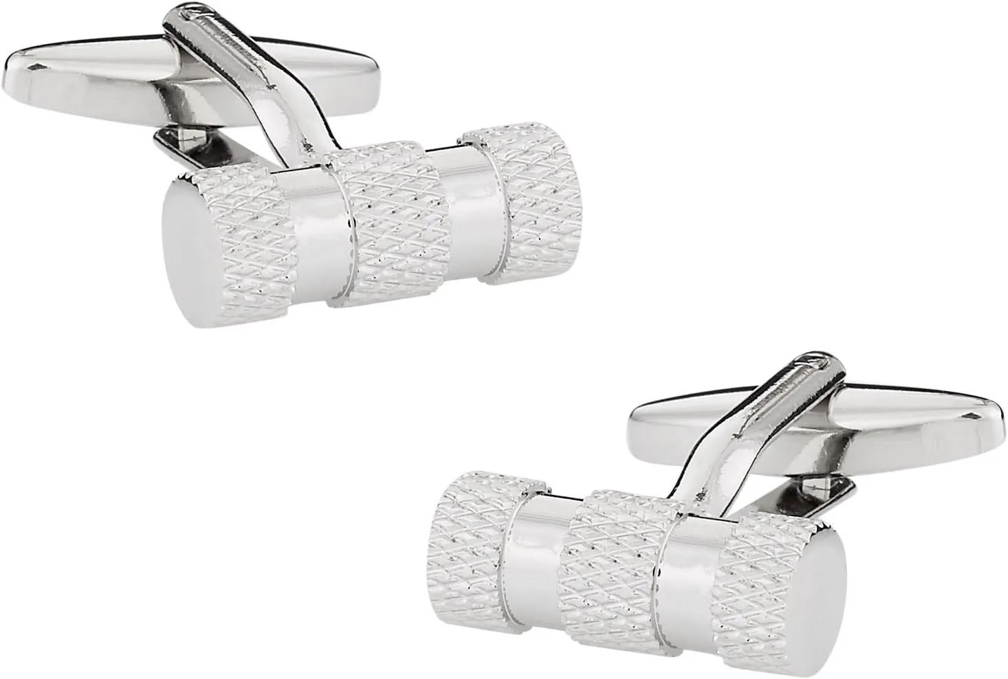 Cuff-Daddy Silver Cylinder Texture Cufflinks with Presentation Box
