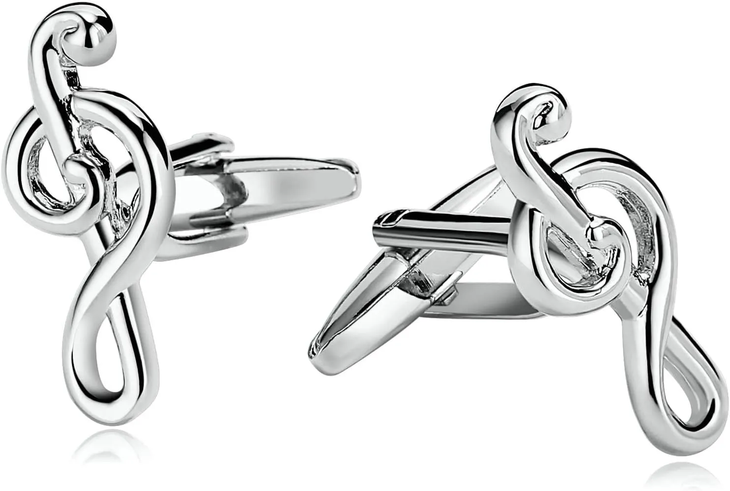 Cufflinks for Men, Wedding Day Cufflinks Groom Wedding Valentines Day Men Gift Silver Stainless Steel Musical Note Design Size 24x10mm