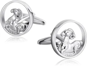 Cufflinks Vintage, Wedding Cufflinks Graduation Business Gift for Husband from Wife Silver Stainless Steel Animal Pattern Size 19x19mm