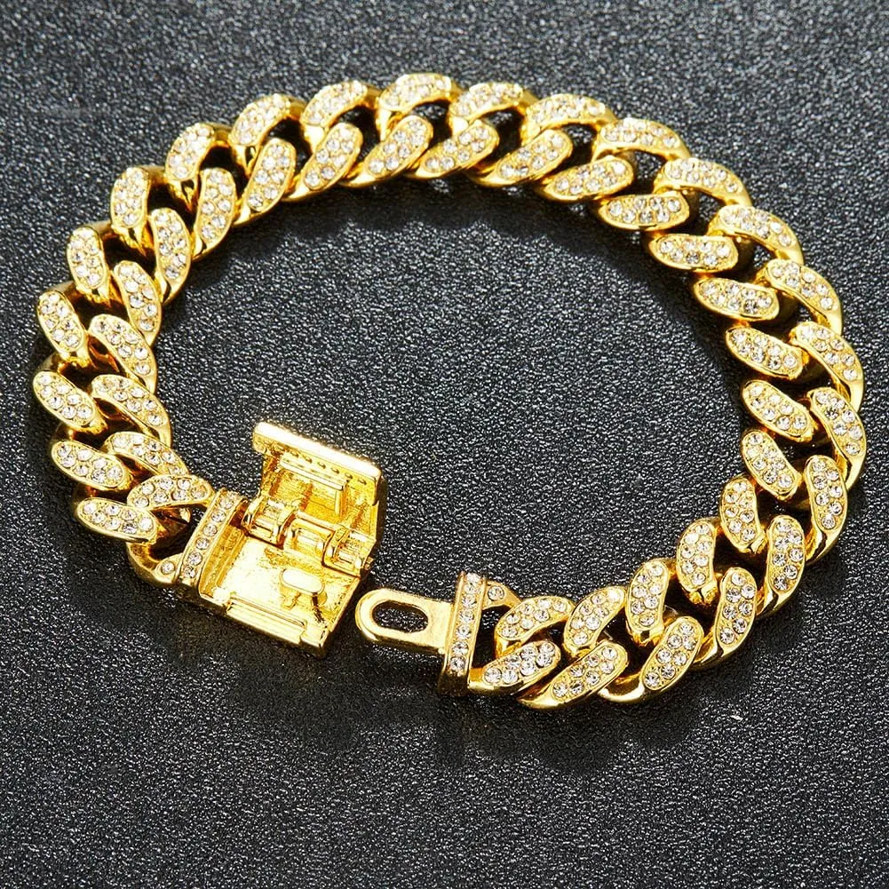 Custom Cuban Link Initial Bracelet for Men & Women - Gold & Silver Hip Hop Mens Jewelry Iced Out Chain Bling Bracelet Gifts for Boyfriend Husband