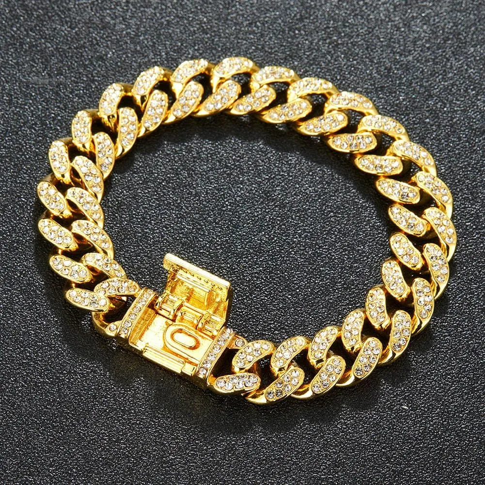 Custom Cuban Link Initial Bracelet for Men & Women - Gold & Silver Hip Hop Mens Jewelry Iced Out Chain Bling Bracelet Gifts for Boyfriend Husband