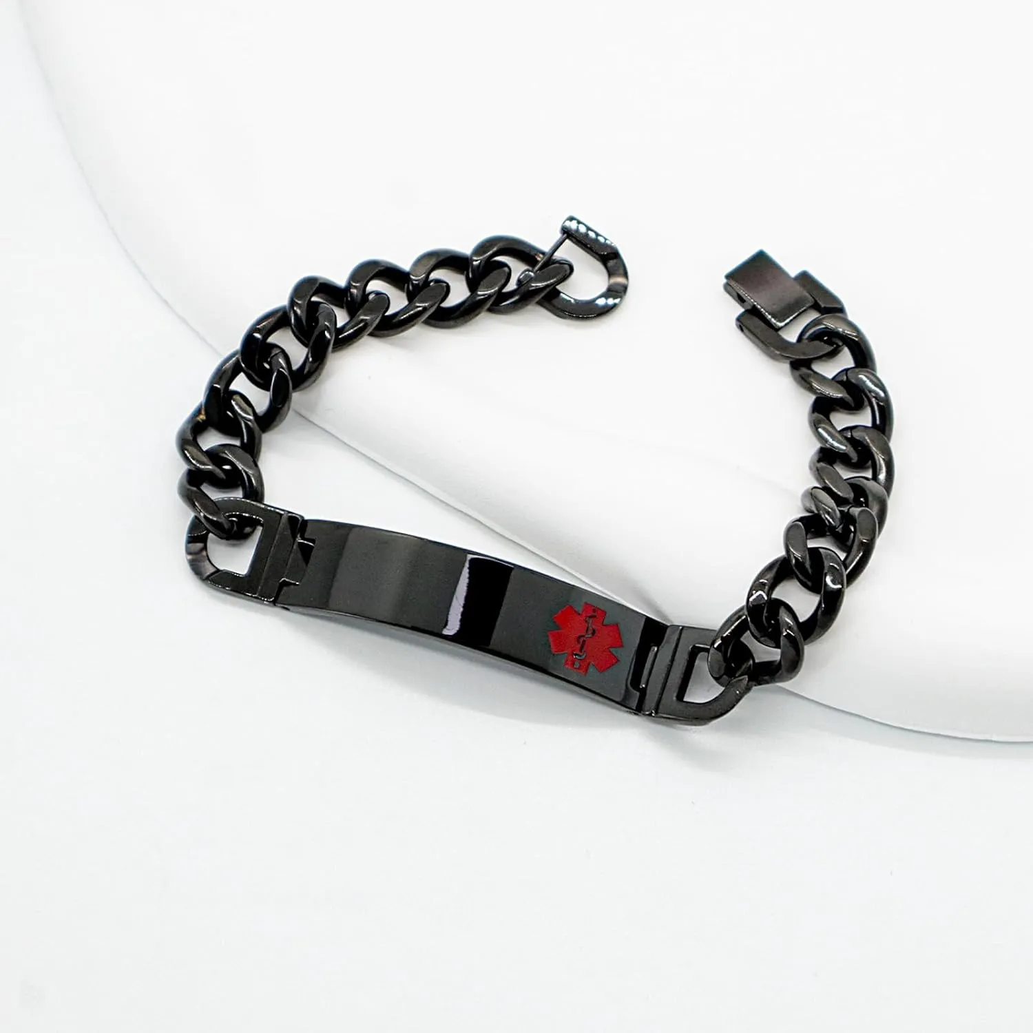 Custom Engraved Medical Alert ID Bracelet for Men - Stainless Steel Medical ID Bracelet for Men - Essential Health Information Wristband - Emergency Safety Accessory