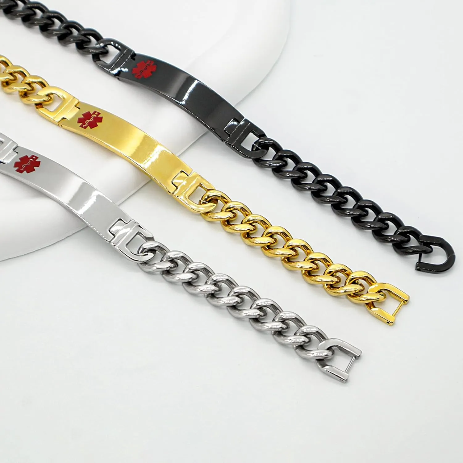 Custom Engraved Medical Alert ID Bracelet for Men - Stainless Steel Medical ID Bracelet for Men - Essential Health Information Wristband - Emergency Safety Accessory