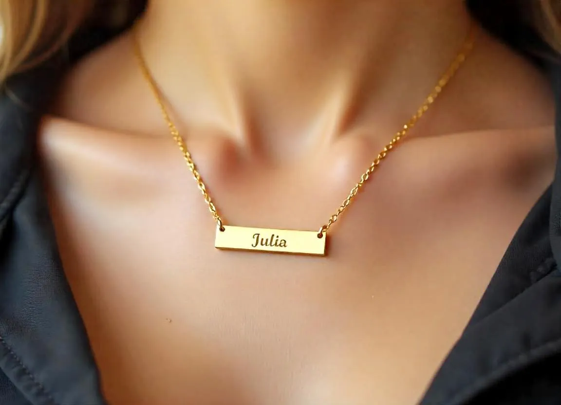 Custom Name Bar Necklace for Women  Personalized Jewelry with Any Name or Word, Elegant and Stylish Gift for All Occasions