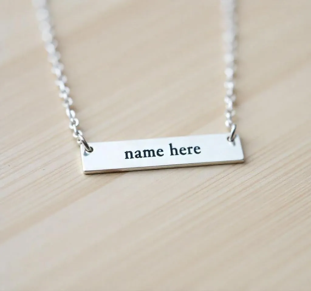 Custom Name Bar Necklace for Women  Personalized Jewelry with Any Name or Word, Elegant and Stylish Gift for All Occasions