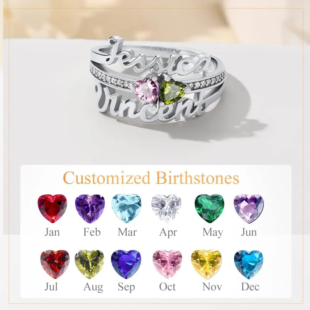 Custom4U Personalized Name Rings/Monogram Initial Ring Engraved,Gold Plated/Sterling Silver/Stainless Steel,Size Adjustable Custom Memorial Jewelry Birthday Mothers Day Gifts for Women