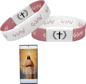 Daily Bible Verse Bracelet Scan with NFC, Wearable Christian Scripture Bracelets, Stretchable Christian Wristband Gifts for Men Women Teen Girls