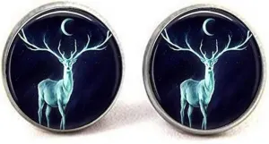 Deer Cufflinks Moon Jewelry Cufflinks Glass Tile Jewelry Animal Jewelry Deer Jewelry