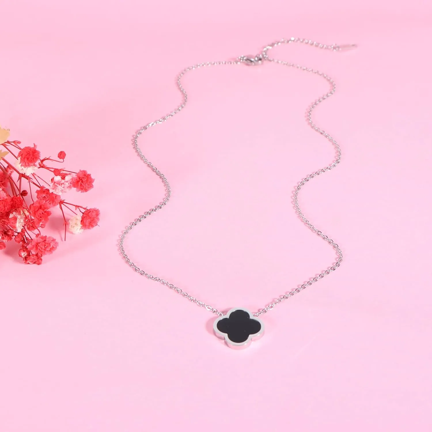 Delicacy Clover Bracelets Necklace Set:Clover Necklaces Clover Bracelet Women Link Bracelets Cute Gold Jewelry