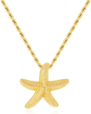 Delicate Starfish Pendant Necklace, Gold and Silver Tone Twisted Chain Beach Jewelry for Women - Summer Ocean Inspired Adjustable Necklace