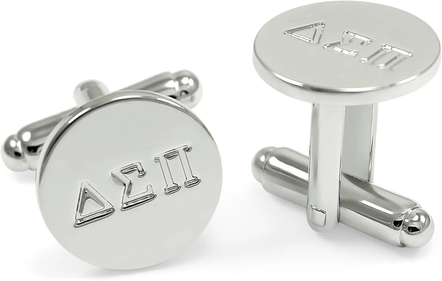 Delta Sigma Pi Fraternity Circular Cuff Links with Greek Letters
