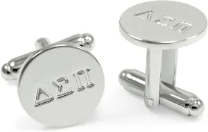 Delta Sigma Pi Fraternity Circular Cuff Links with Greek Letters