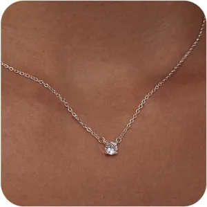 Diamond Pendant Necklace for Women, Dainty Gold Necklace 18k Gold Plated Paperclip Choker Necklaces Cute Open Oval Necklaces Simple Gold Necklace Jewelry Gifts for Women Trendy