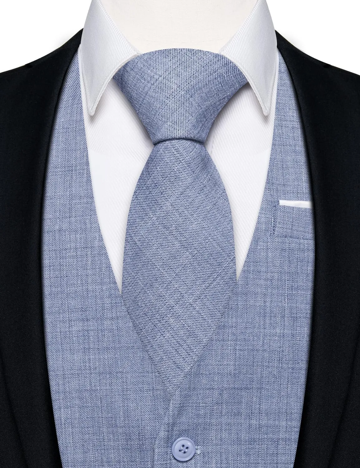 DiBanGu 4PCS Mens Suit Vest Linen Solid Color Vest for Men Wedding Casual Waistcoat Necktie Pocket Square Cufflinks S-3XL
