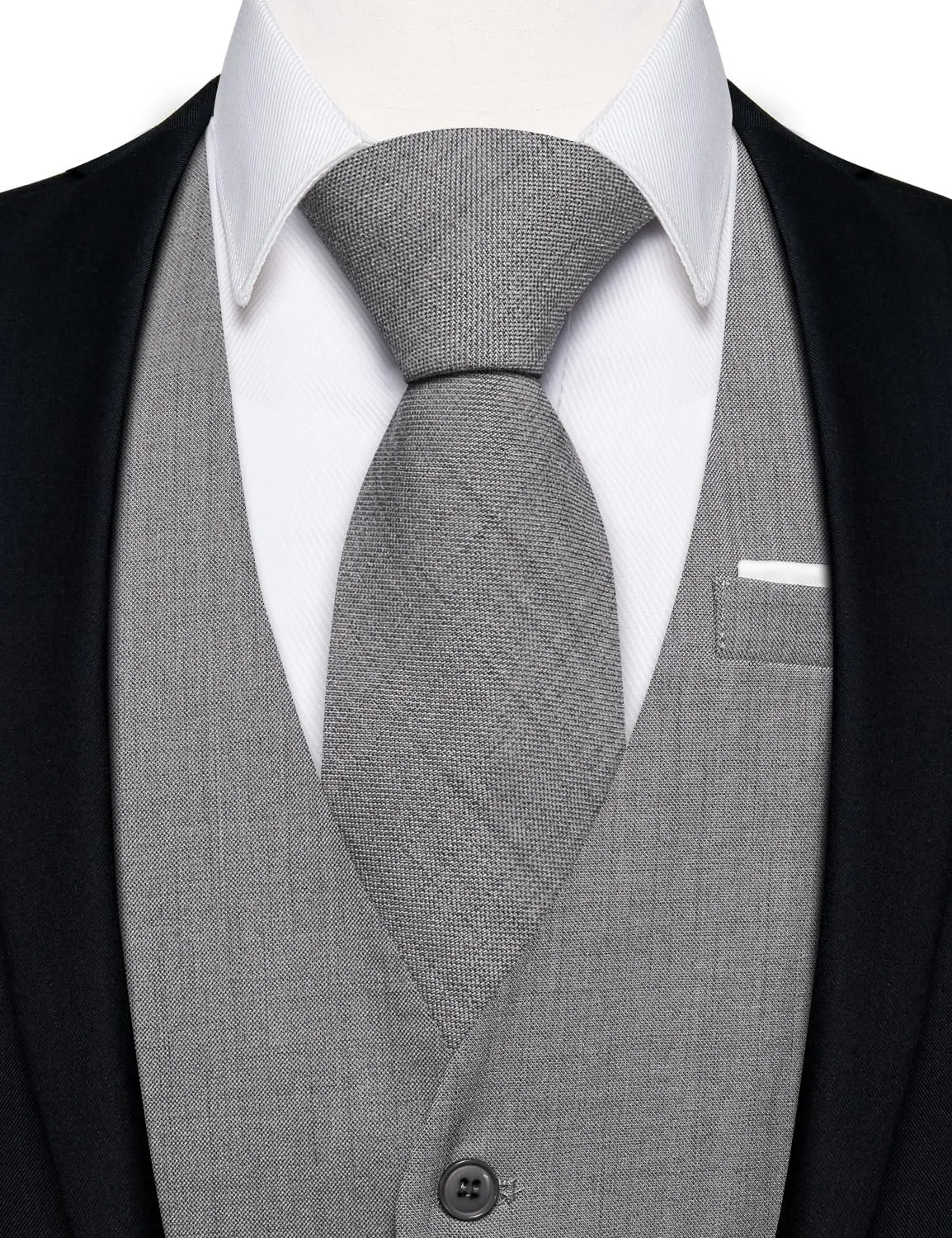 DiBanGu 4PCS Mens Suit Vest Linen Solid Color Vest for Men Wedding Casual Waistcoat Necktie Pocket Square Cufflinks S-3XL