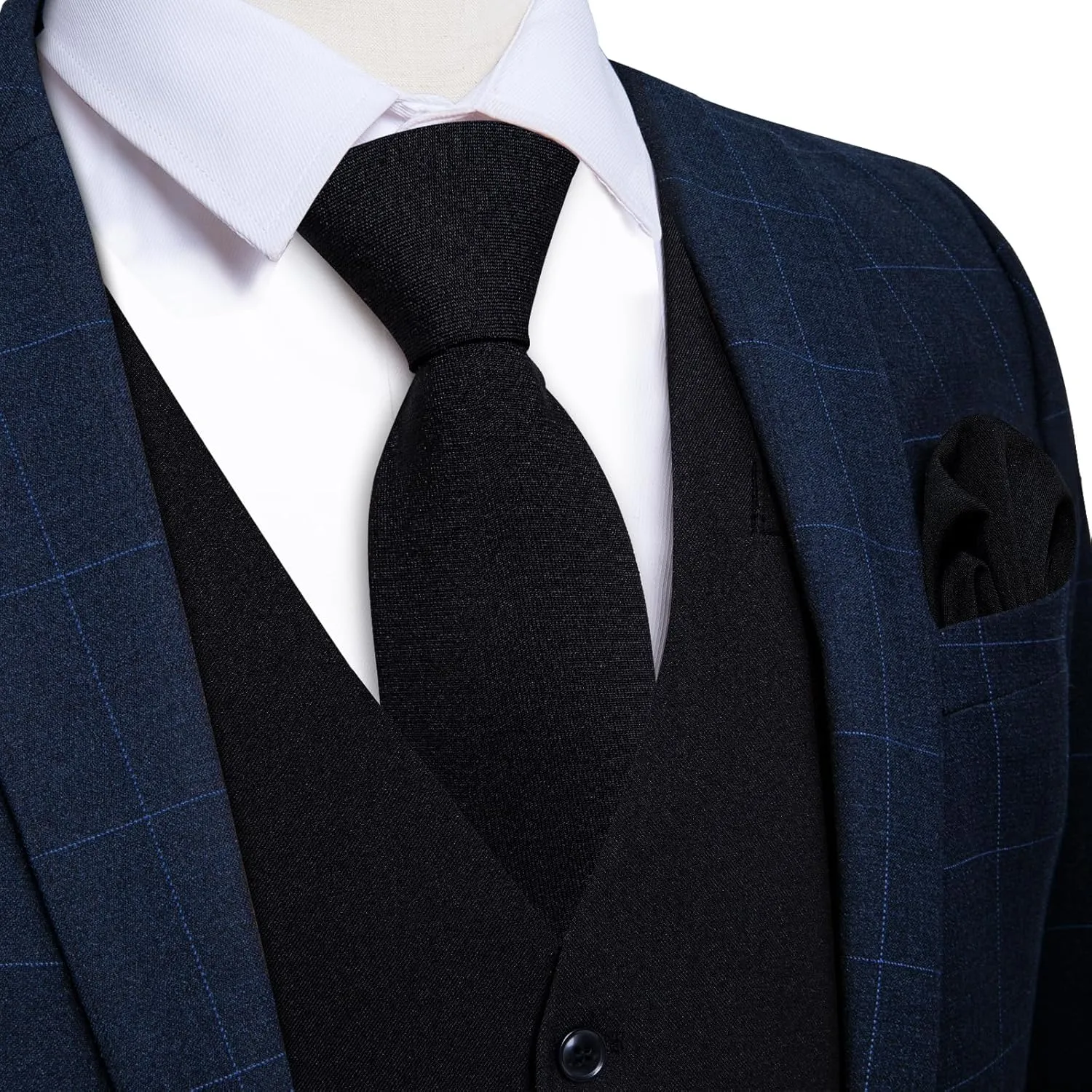 DiBanGu 4PCS Mens Suit Vest Linen Solid Color Vest for Men Wedding Casual Waistcoat Necktie Pocket Square Cufflinks S-3XL