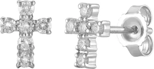 DISENO Cross Shaped Stud Diamond Earrings in 10k White Gold with Natural Diamonds 1/5 Carat (F-G Color, SI1-SI2 Clarity) Fine Jewelry for Women Ideal for Birthday, Wedding, Special Occasions