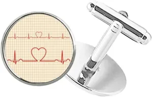 DIYthinker Electrocardiogram Heart Design Pattern Round Button Cuff Clip Stud Cufflinks
