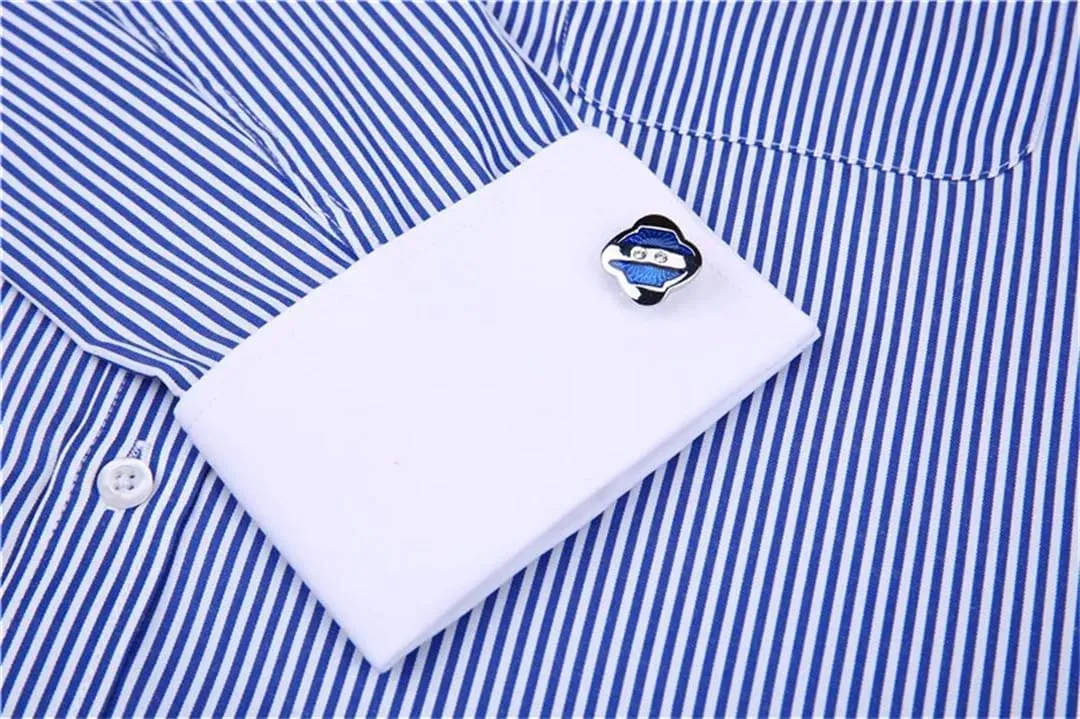 Dndrdhfb Men's French Cufflinks Casual Dress Shirt Long Sleeve Patchwork Wedding Tuxedo Shirt