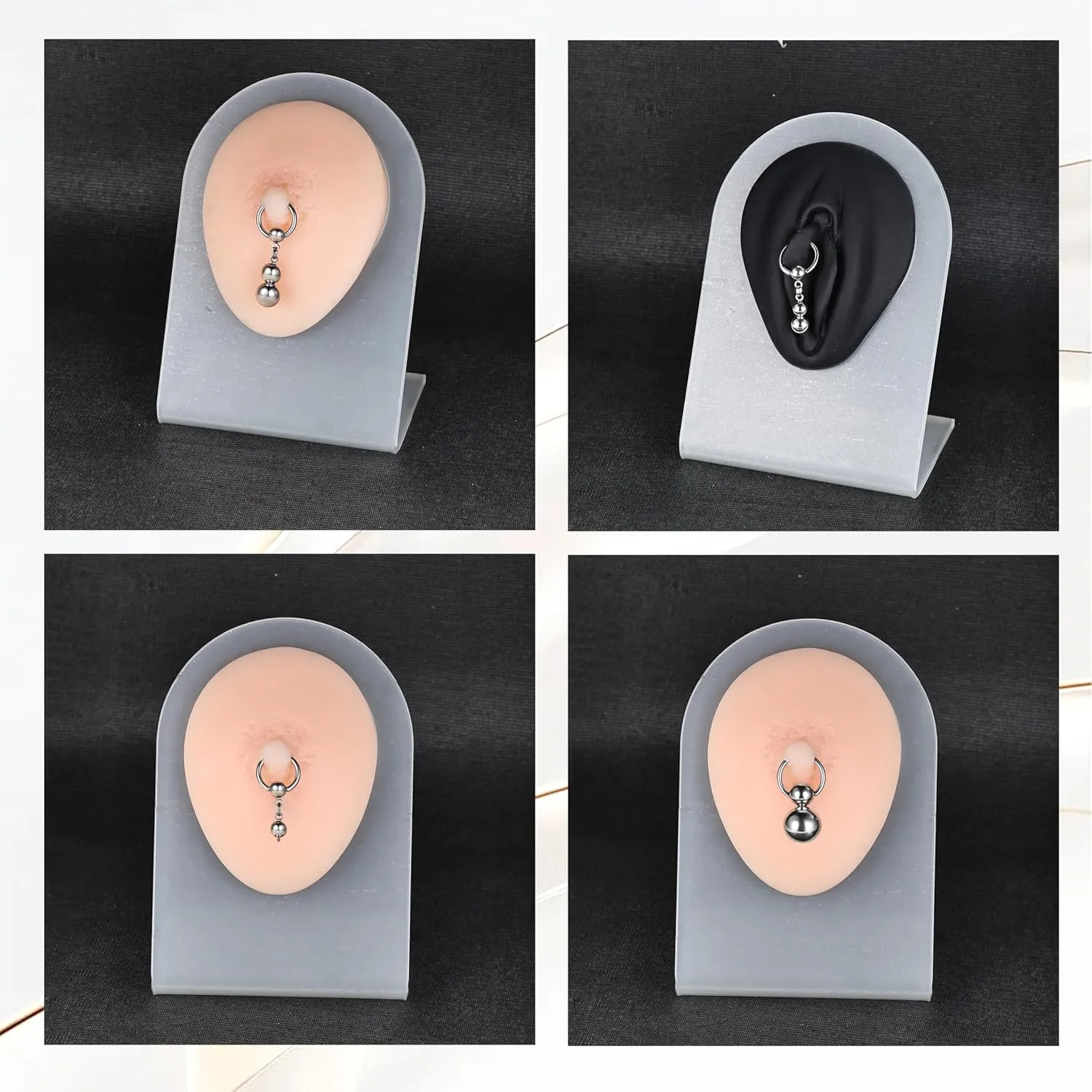Earring Adjustable Load Ring PA Piercing Jewelry 316L Surgical Steel 14G 12G Nipple Rings for Men Women 2Pc Silver