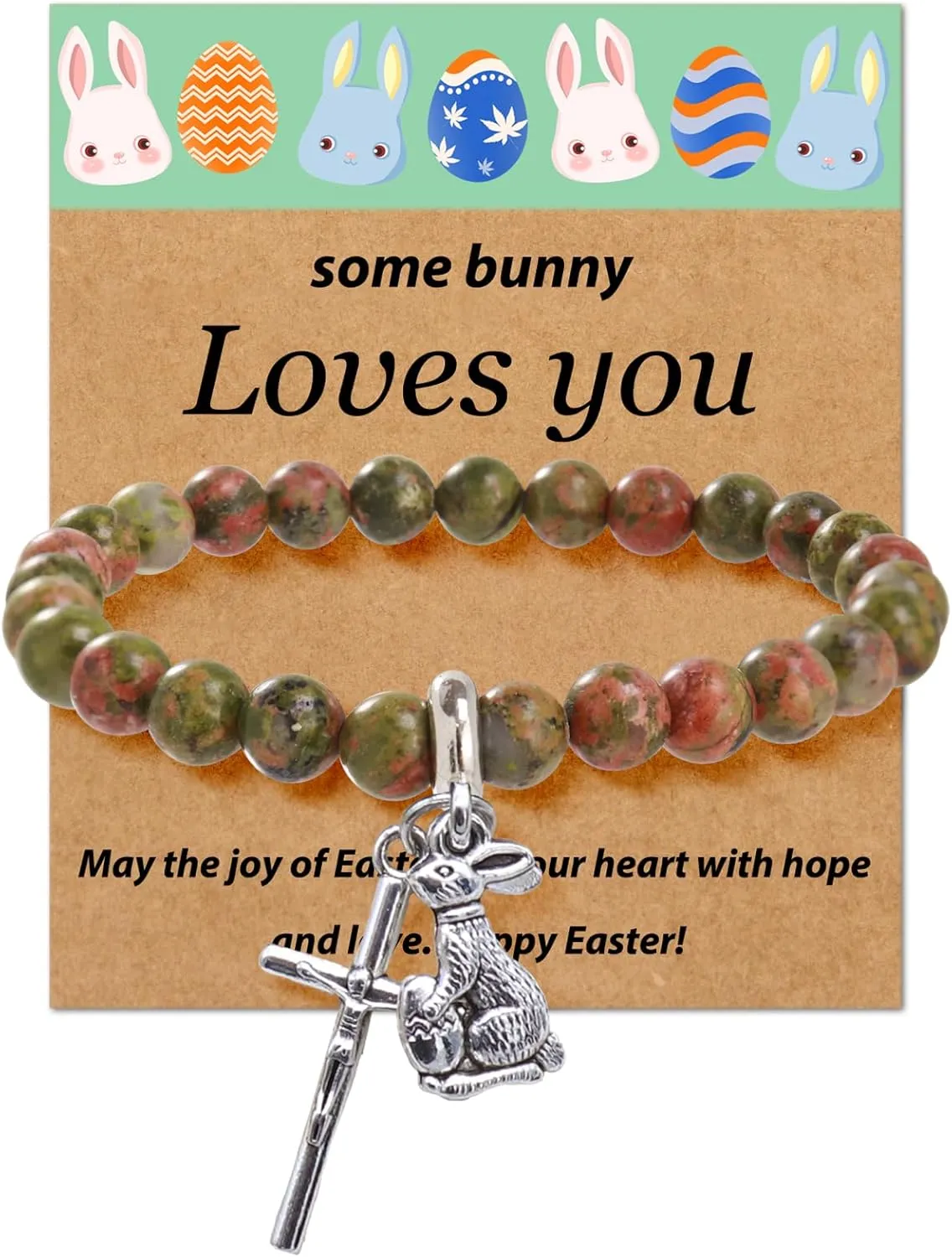 Easter Cross Bracelet for Teens Women, Bunny Jewelry for Religious Christian Gifts